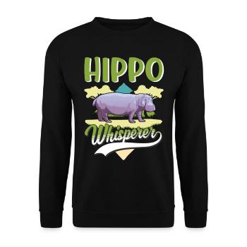 Hippo Whisperer Hippo Hippo - Unisex Sweatshirt - black - Front - Alina (178cm) & Michal (187cm)