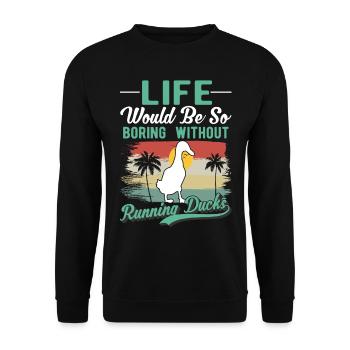 Indian Running Duck Gift Running Duck - Unisex Sweatshirt - black - Front - Alina (178cm) & Michal (187cm)