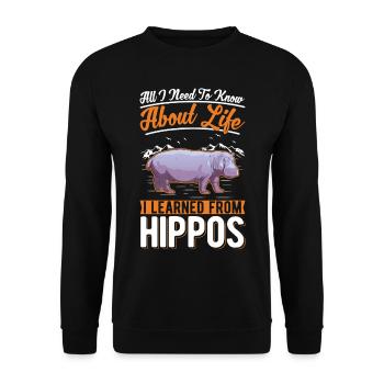 Hippopotame cadeau hippopotame - Sweat-shirt Unisexe - noir - Devant - Alina (178cm) & Michal (187cm)