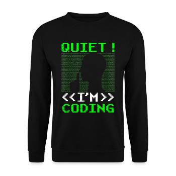Silent I Programming Coding Coder Programming - Unisex Sweatshirt - black - Front - Alina (178cm) & Michal (187cm)