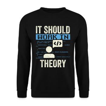 In Der Theorie Sollte Es Funktionieren Code Coding - Unisex Pullover - Schwarz - Vorne - Alina (178cm) & Michal (187cm)