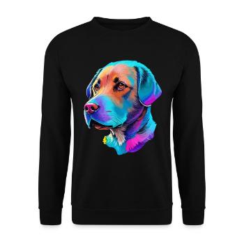 Farbenfrohe Labrador Hund Illustration Hundeliebe - Unisex Pullover - Schwarz - Vorne - Alina (178cm) & Michal (187cm)