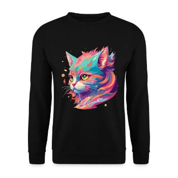 Cartoon Cat Cute gift with cat love - Unisex Sweatshirt - black - Front - Alina (178cm) & Michal (187cm)