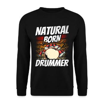 A born drummer, drummer, drummer, drum kit - Unisex Sweatshirt - black - Front - Alina (178cm) & Michal (187cm)