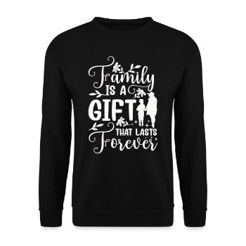 Familie Ist Ein Geschenk Das Ewig Währt Verwandte - Unisex Pullover - Schwarz - Vorne - Alina (178cm) & Michal (187cm)
