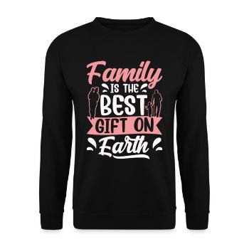 Die Familie Ist Das Beste Geschenk Der Welt - Unisex Pullover - Schwarz - Vorne - Alina (178cm) & Michal (187cm)