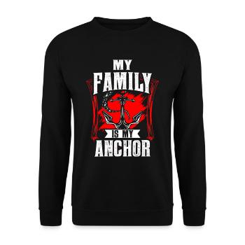 Meine Familie Ist Mein Anker Familientreffen - Unisex Pullover - Schwarz - Vorne - Alina (178cm) & Michal (187cm)