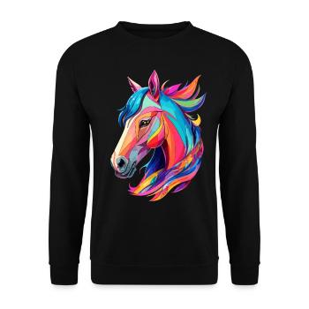 Cheval Pony Design Cheval avec des couleurs colorées - Sweat-shirt Unisexe - noir - Devant - Alina (178cm) & Michal (187cm)