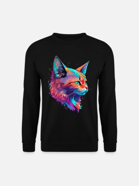 Katzen Haustier Kunst süße Katze niedlich Kätzchen - Unisex Pullover - Schwarz