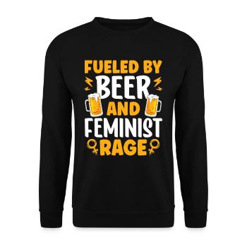 Angetrieben Von Bier Und Feministischer Wut Frauen - Unisex Pullover - Schwarz - Vorne - Alina (178cm) & Michal (187cm)