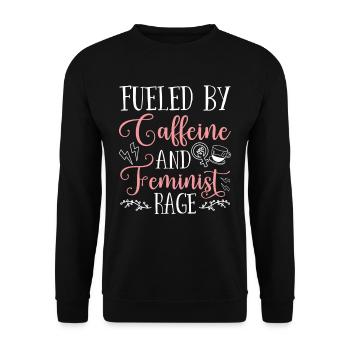 Alimenté par la caféine et la rage féministe - Sweat-shirt Unisexe - noir - Devant - Alina (178cm) & Michal (187cm)