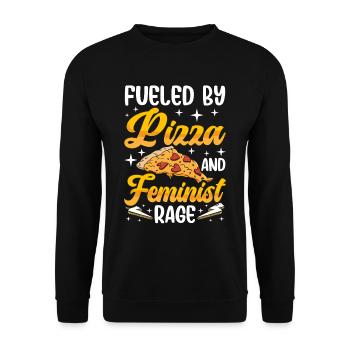 Alimenté par la pizza et la rage féministe - Sweat-shirt Unisexe - noir - Devant - Alina (178cm) & Michal (187cm)