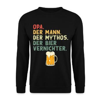 Opa - Bierliebhaber Lustiger Spruch Design - Unisex Pullover - Schwarz - Vorne - Alina (178cm) & Michal (187cm)