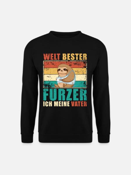 Papa Welt bester Furzer Faultier Vater Spruch - Unisex Pullover - Schwarz