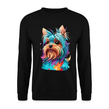 Der Yorkshire Terrier Polygon Hund Kunst Hunde - Unisex Pullover - Schwarz - Vorne - Alina (178cm) & Michal (187cm)