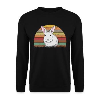 Lapin Rétro Lapin Lapin Vintage - Sweat-shirt Unisexe - noir - Devant - Alina (178cm) & Michal (187cm)