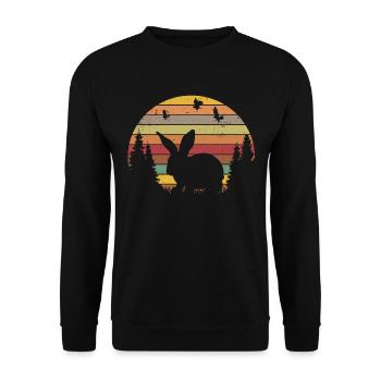 Lapin Rétro Lapin Lapin Vintage - Sweat-shirt Unisexe - noir - Devant - Alina (178cm) & Michal (187cm)