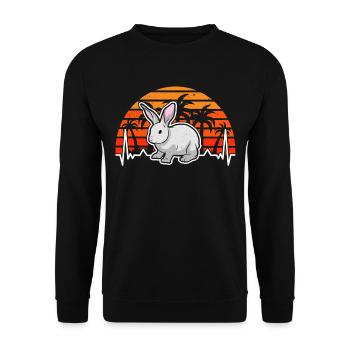 Rabbit Heartbeat Rabbit Retro - Unisex Sweatshirt - black - Front - Alina (178cm) & Michal (187cm)