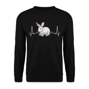Rabbit Heartbeat Rabbit - Unisex Sweatshirt - black - Front - Alina (178cm) & Michal (187cm)