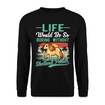 Shetland Pony Gift Shetty - Unisex Sweatshirt - black - Front - Alina (178cm) & Michal (187cm)
