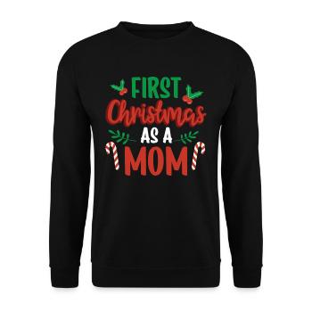Das Erste Weihnachten Als Mutter Familie Schwanger - Unisex Pullover - Schwarz - Vorne - Alina (178cm) & Michal (187cm)