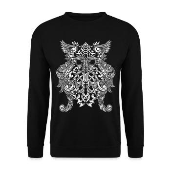 Keltische Knoten Runen Design - Odin Thor Wikinger - Unisex Pullover - Schwarz - Vorne - Alina (178cm) & Michal (187cm)