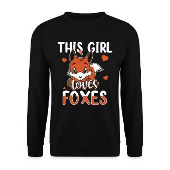 This girl loves foxes fox animal lover - Unisex Sweatshirt - black - Front - Alina (178cm) & Michal (187cm)