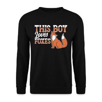 This boy loves foxes fox animal lover - Unisex Sweatshirt - black - Front - Alina (178cm) & Michal (187cm)