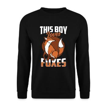 This boy loves foxes animal lover fox - Unisex Sweatshirt - black - Front - Alina (178cm) & Michal (187cm)