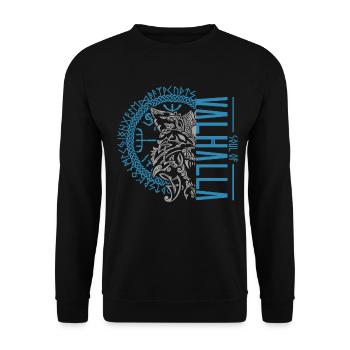 Celtic Viking Knot Wolf - Soul of Valhalla - Unisex Sweatshirt - black - Front - Alina (178cm) & Michal (187cm)