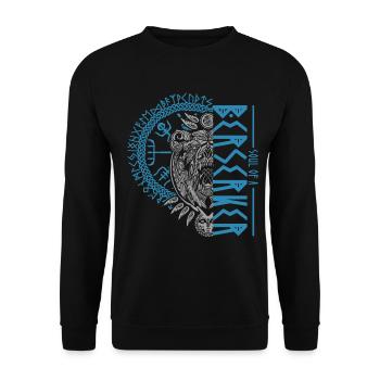 Berserker Bär Wikinger Krieger Runen Design - Unisex Pullover - Schwarz - Vorne - Alina (178cm) & Michal (187cm)