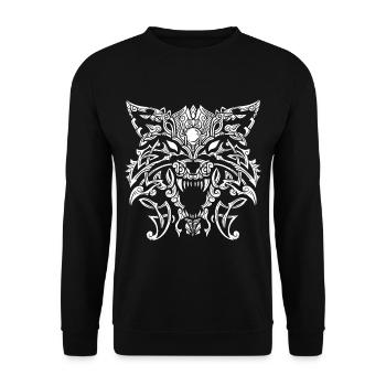 Fenrir Wolf & Keltische Knoten - Wikinger Design - Unisex Pullover - Schwarz - Vorne - Alina (178cm) & Michal (187cm)