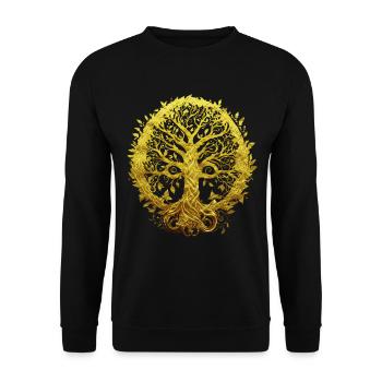 Golden Yggdrasil Tree of Life Spirituality - Unisex Sweatshirt - black - Front - Alina (178cm) & Michal (187cm)