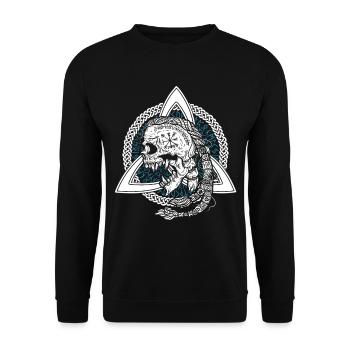Occult Viking Witches Symbol Runes Skull Triskel - Unisex Sweatshirt - black - Front - Alina (178cm) & Michal (187cm)