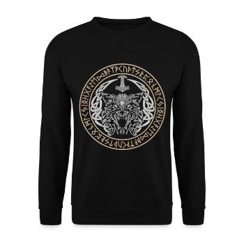 Fenris Wolf Vikings Nœuds celtiques Fenrir Runes - Sweat-shirt Unisexe - noir - Devant - Alina (178cm) & Michal (187cm)