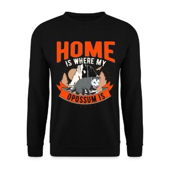 Zuhause is wo mein Opossum ist Possum - Unisex Pullover - Schwarz - Vorne - Alina (178cm) & Michal (187cm)