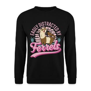 Facilement distrait par le furet de furet - Sweat-shirt Unisexe - noir - Devant - Alina (178cm) & Michal (187cm)