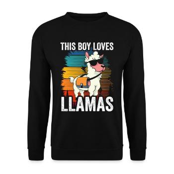This boy loves llama's sayings llama llama animal - Unisex Sweatshirt - black - Front - Alina (178cm) & Michal (187cm)