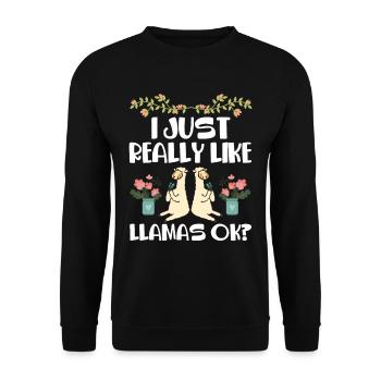 Ich Mag Lamas Einfach Sehr Llama Tier Lama - Unisex Pullover - Schwarz - Vorne - Alina (178cm) & Michal (187cm)
