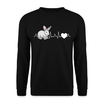 Rabbit Heartbeat Rabbit - Unisex Sweatshirt - black - Front - Alina (178cm) & Michal (187cm)