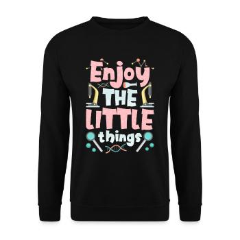 Enjoy the little things Microscopes Microscope - Unisex Sweatshirt - black - Front - Alina (178cm) & Michal (187cm)