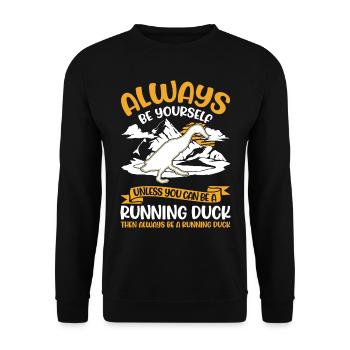 Indian Running Duck Gift Running Duck - Unisex Sweatshirt - black - Front - Alina (178cm) & Michal (187cm)