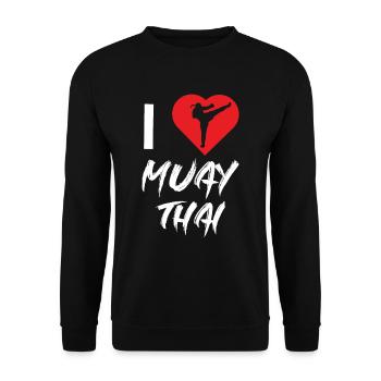J’adore les combattants de combat d’arts martiaux Muay Thai - Sweat-shirt Unisexe - noir - Devant - Alina (178cm) & Michal (187cm)