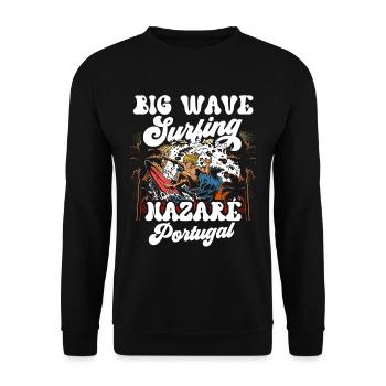 Big Wave Surfing Nazaré Portugal Surfer Surfen - Unisex Pullover - Schwarz - Vorne - Alina (178cm) & Michal (187cm)
