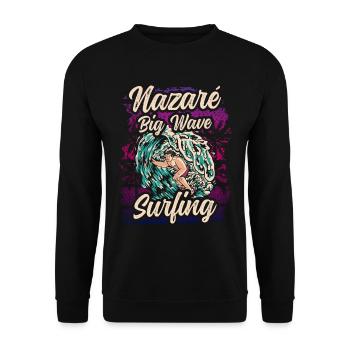 Nazaré Big Wave Surfing Waves Surfer Surfing - Unisex Sweatshirt - black - Front - Alina (178cm) & Michal (187cm)