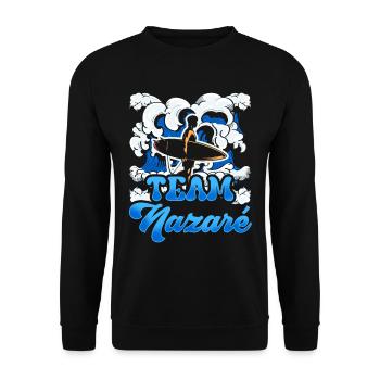 Team Nazaré Surfing Surfer Surfing Waves - Unisex Sweatshirt - black - Front - Alina (178cm) & Michal (187cm)