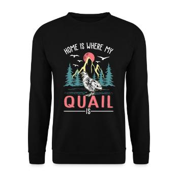Zuhause ist wo meine Wachtel ist - Unisex Pullover - Schwarz - Vorne - Alina (178cm) & Michal (187cm)