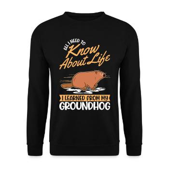 Marmot Groundhog Day Woodchuck - Unisex Sweatshirt - black - Front - Alina (178cm) & Michal (187cm)