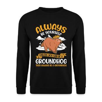 Murmeltier Groundhog Marmot Waldmurmeltier - Unisex Pullover - Schwarz - Vorne - Alina (178cm) & Michal (187cm)