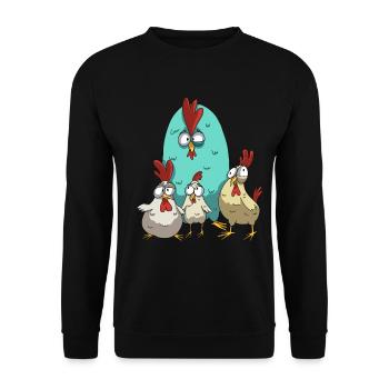Funny Chickens Chicken Design Chicken Flock with Humor - Unisex Sweatshirt - black - Front - Alina (178cm) & Michal (187cm)